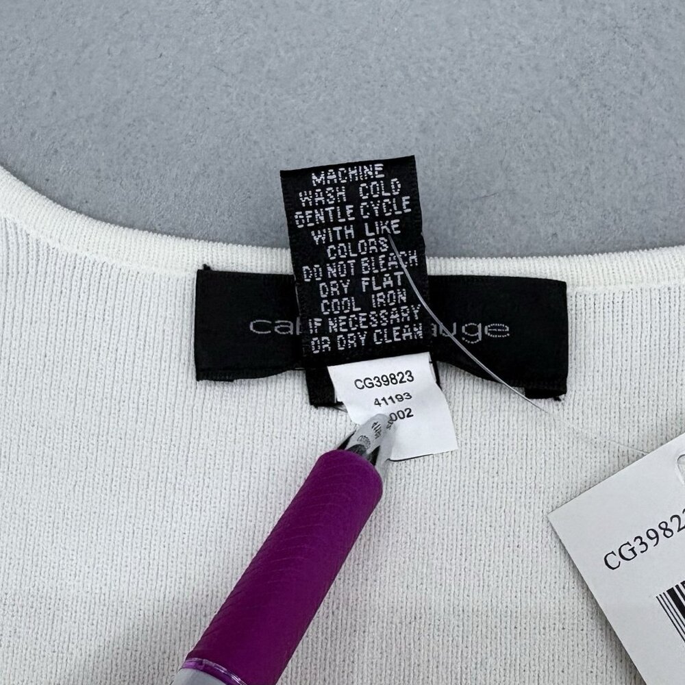 Cable & Gauge Cream Tight Knit Sweater, Square Neck&Ribbed Design SZ Medium NWT - Picture 8 of 8
